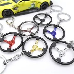 Car Metal Steering Wheel Keyring Model Racing Steering Wheel Key Ring Creative Motorcycle Keychain Car Key Chain Accessories