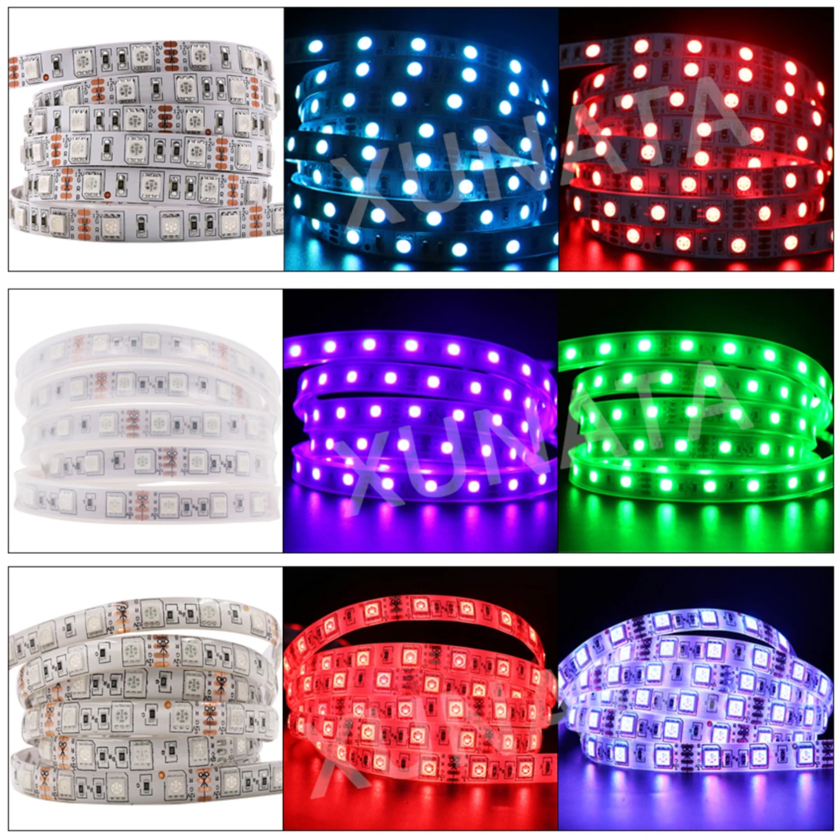 Tira de Luces LED RGB de 12 V CC con Controlador de 44 Teclas, Alimentación EU, SMD 5050, 60 LED/m, 3000 K, 6000 K, Cinta Adhesiva Flexible de Alta Densidad, Iluminación Lineal, Decoración del Hogar