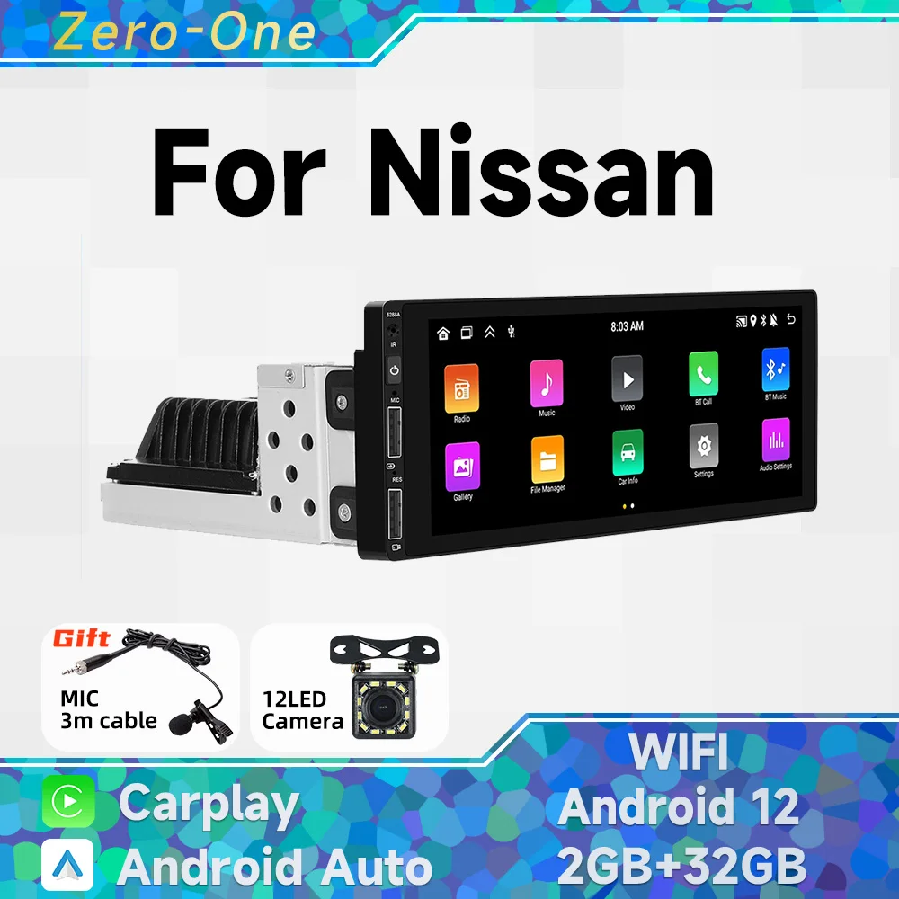 

1 Din Radio Android 13 Car Multimedia for Nissan Universal 6.9 Inch Screen Stereo Head Unit Wireless Carplay Autoradio GPS WiFi