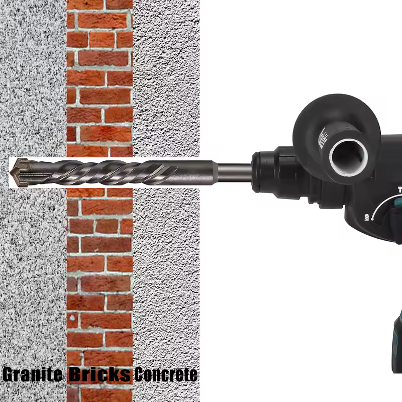 Extended Cross Electric Hammer Drill 110-500mm SDS Plus Through Wall Reinforced Concrete Hard Alloy Four Blade Impact Drill Bit - Image 5