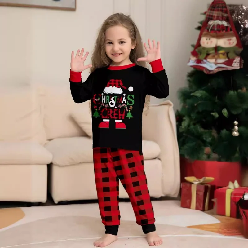 Merry Christmas Family Pajamas Set Parent-child Outfits Casual 2 Pieces Suit Baby Romper Warm Cute Soft Pajamas Family Xmas Look