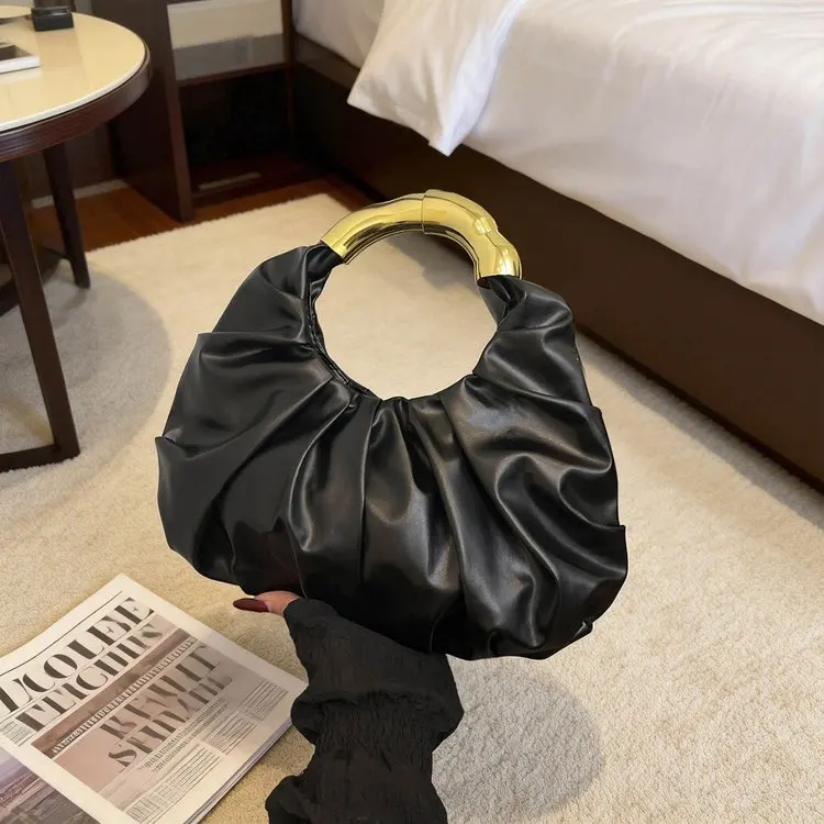 

New Solid Color Pleated Cloud Bag Stylish Design Versatile As Handbag for Elegant Dinner Parties Ideal for Fashion-Forward Women