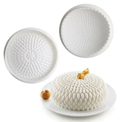 3D Round Flower Texture Silicone Cake Mold For Baking Mousse Desserts Chocolate Custard Apple Bakeware Cake Decorating Tools