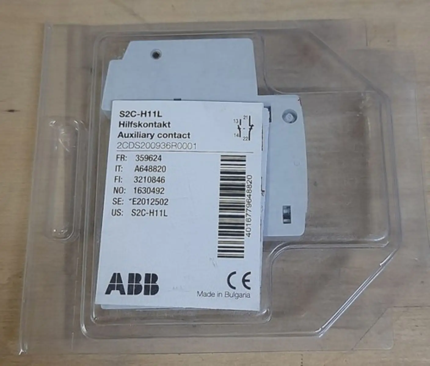 

S2C-H11L 10225328 2CDS200936R0001 Auxiliary Contact 1NO / 1NC, Left side mounting