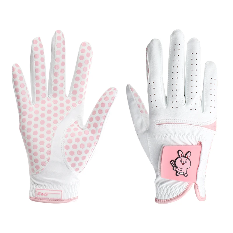 Singelila South Korea Japan Golf Gloves Women\'s Superfiber Cloth Wear-resistant PU Cute Cartoon Sports Non-slip Breathable