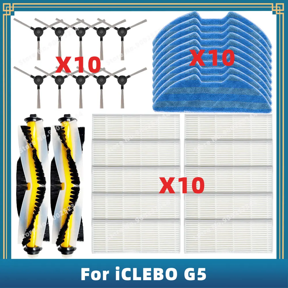 Hepa Filter Mop Cloth Compatível para iClean G5, Kitfort KT-552, Peças de reposição compatíveis, Acessórios, Escova lateral principal