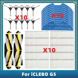 Piezas de Repuesto compatibles con iCLEBO G5 / Kitfort KT-552 КТ-566, accesorios, cepillo lateral principal, filtro Hepa, paño de fregona