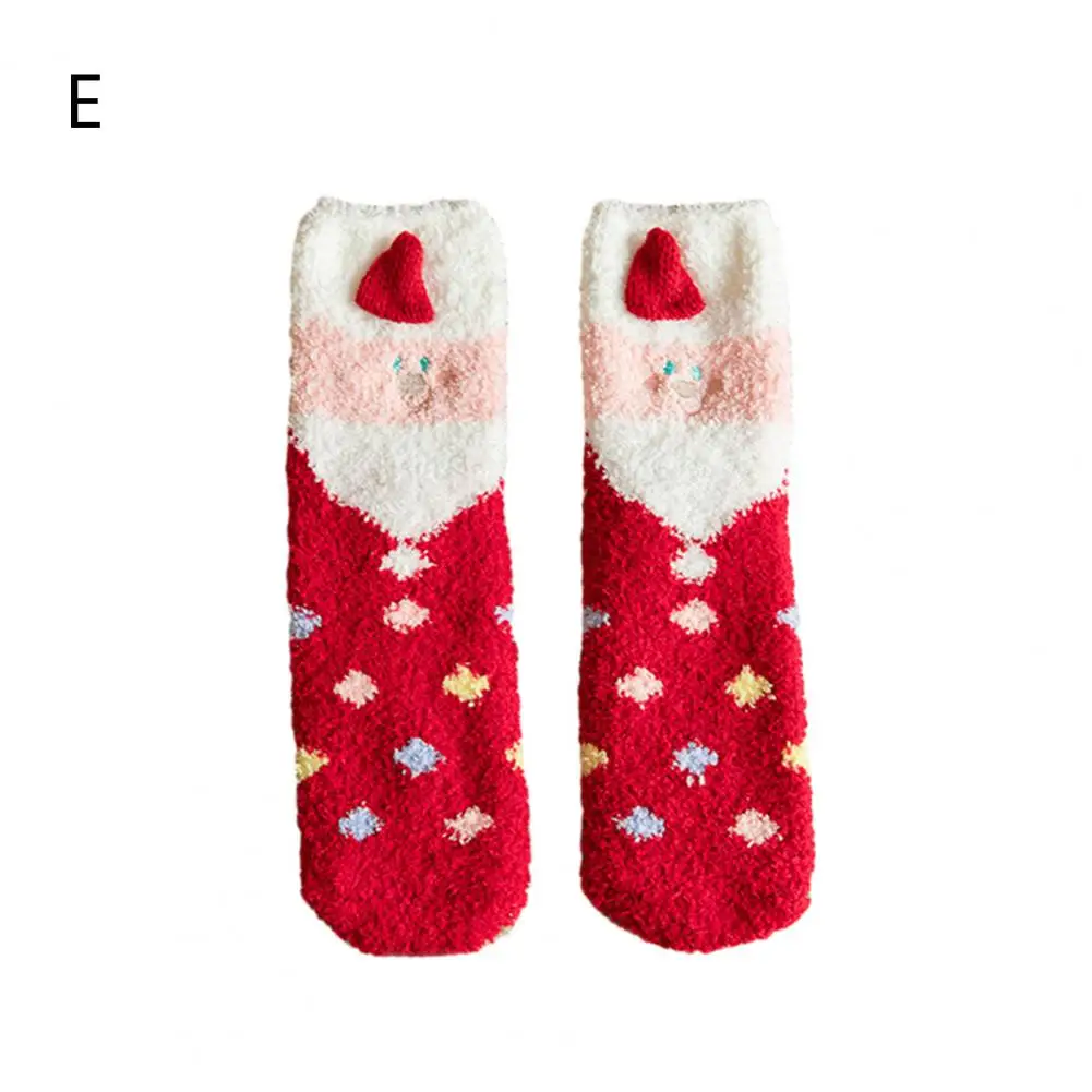 Unisex Christmas Socks Festive Holiday Gift Socks Cozy Coral Velvet Christmas Socks for Men Women Adorable Cartoon Design Soft