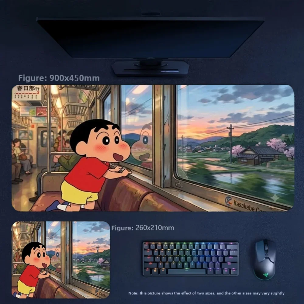 Office  High Quality Printed Eye Protection Cute Table Mat Animation Crayon Shin-chan and His Friends Leather Non-slip Mouse Pad