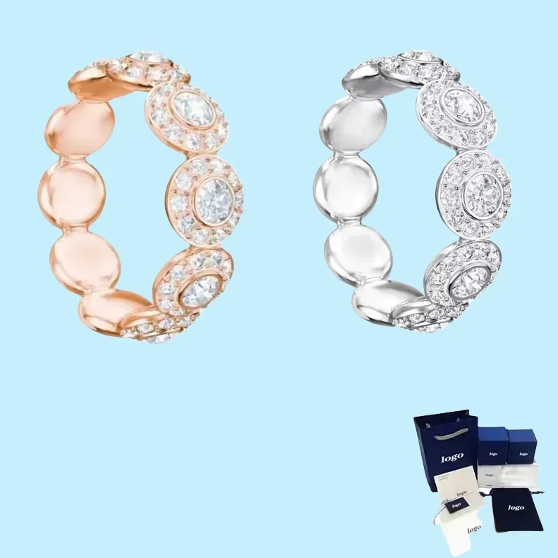 

Новое модное теннисное платиновое кольцо с ангелом, роскошное украшение в форме кристаллов, женское романтическое ювелирное изделие, подарок