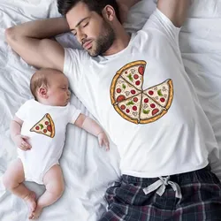 Family Matching Clothes Pizza Slice Family Look T shirt Daddy Mommy and Me Baby T-shirt Father's Day Mother's Day Newborn Gift