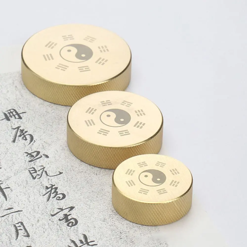 

Chinese Style Multifunction Paperweights BaGua Solid Brass Paperweight Brush Rests Holding Paper Metal Decoration