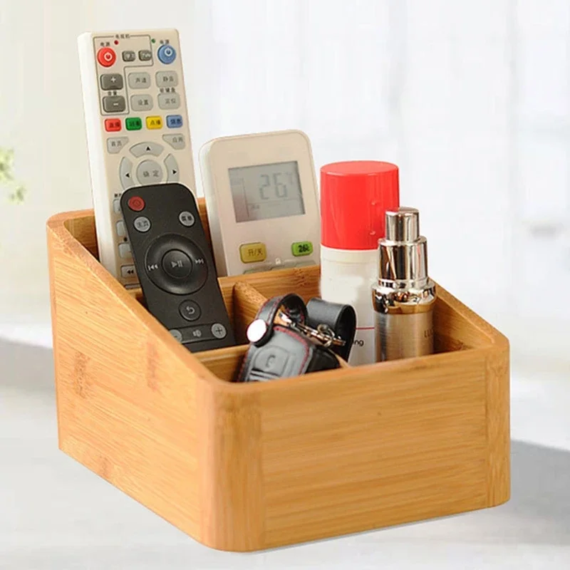 Remote Control Holder  Collection Cosmetics Receipt Inclusion Organizer Storage Box Wooden Box Organizer Box Househo
