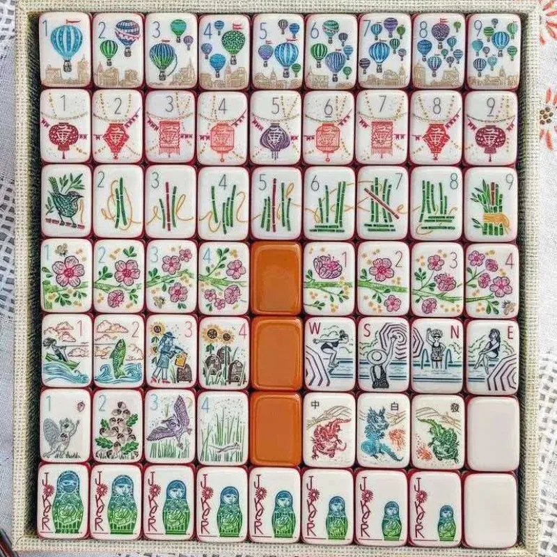 American mahjong No. 36 acrylic engraving 7-layer hot air balloon 160 sheets, home gift hand rubbing mahjong spot