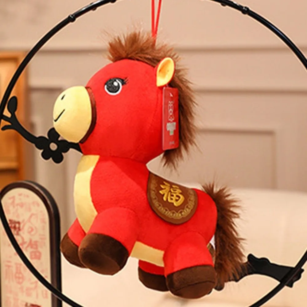 

Stuffed Animal Mascot 2026 Horse Good Luck Cute Stuffed Horse Kawaii Fluffy Zodiac Pony Figurine Festive Decor