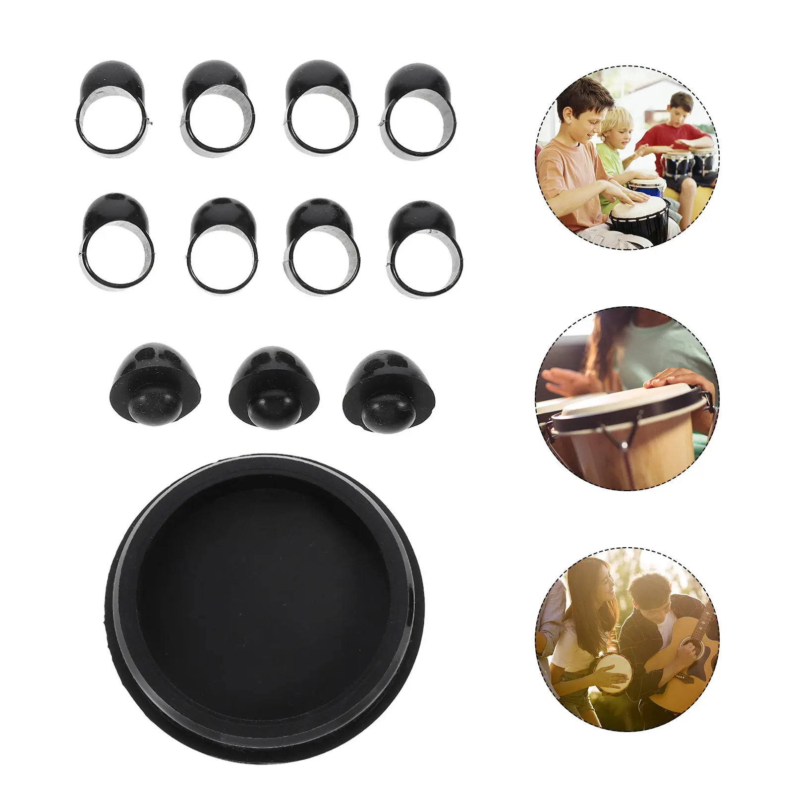 1Set Empty Drum Replacements Set Silica Gel Accessories Finger Covers Foot Pads Radio Back Covers Beginner Friendly Quick Clean