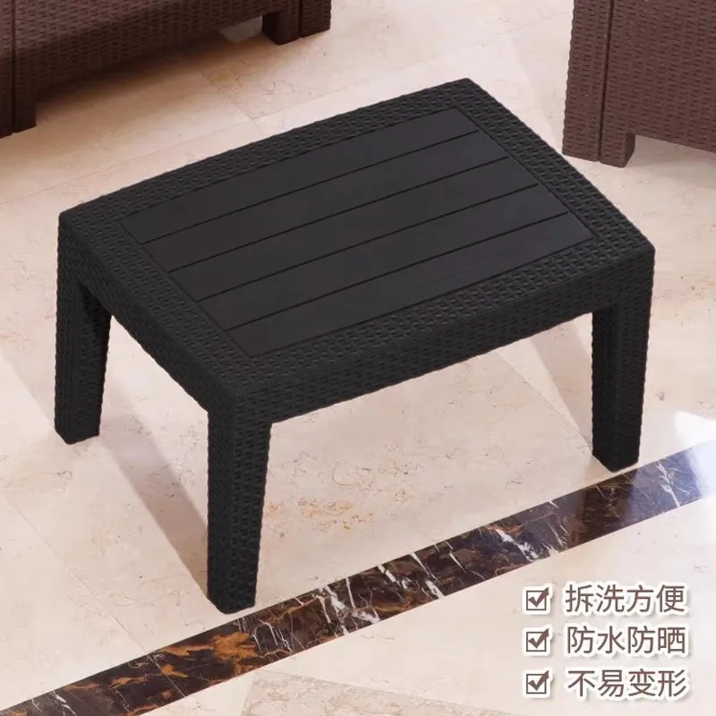 DurabOutdoor Imitation Rattan Small Coffee Table Outdoor Courtyard Balcony Villa Hotel Sofa Modern Simple Folding Table Portable