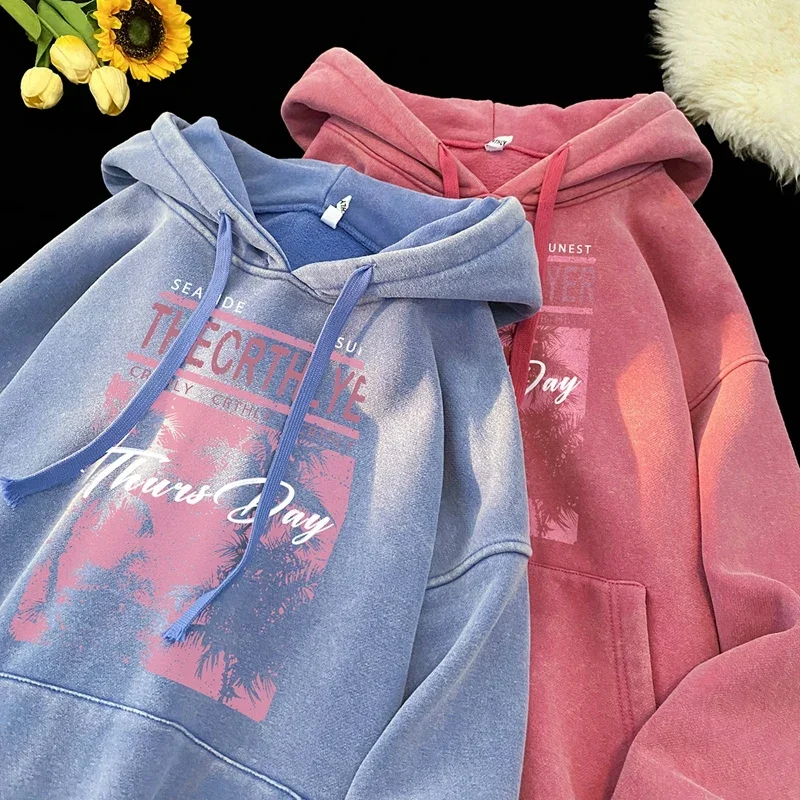 Over Size Washed Hoodies Fall New Fashion Brand Letter Graphic Men\'s Hoodie Sweatshirt Gothic Streetwear Unisex Hooded Pullovers