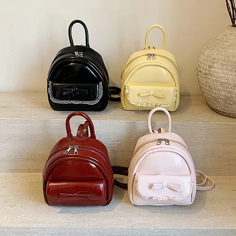 Richme 2025 Vintage Women Mini Backpack Fashion Designer Lace Bow Mochilas Para Mujer Kawaii Casual Daily Outgoing PU Bag Female