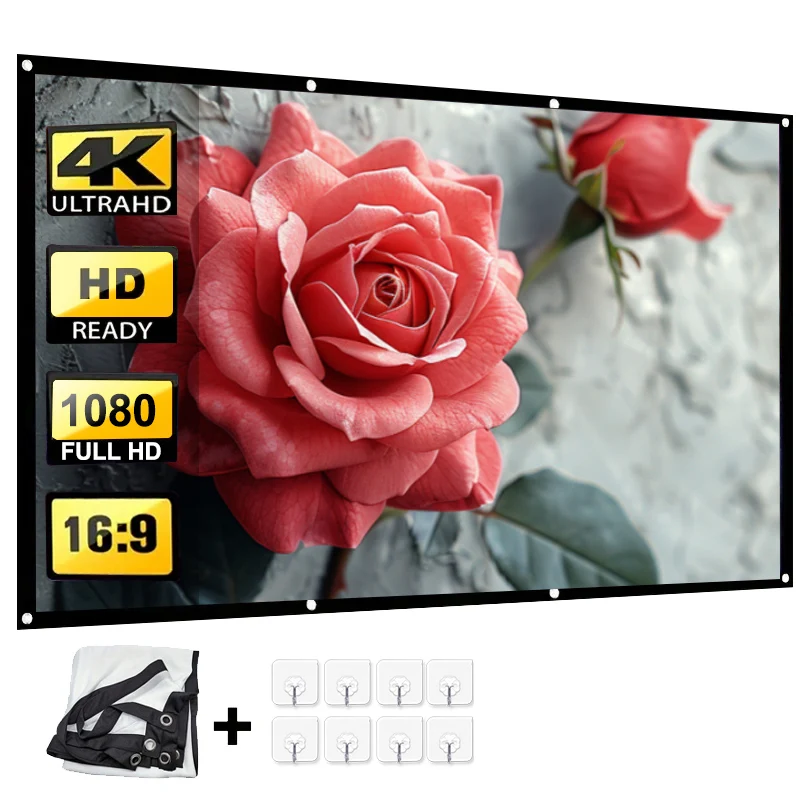 Not afraid of dirt, can be cleaned and reused repeatedly, projector specific projection screen 60-150 inches
