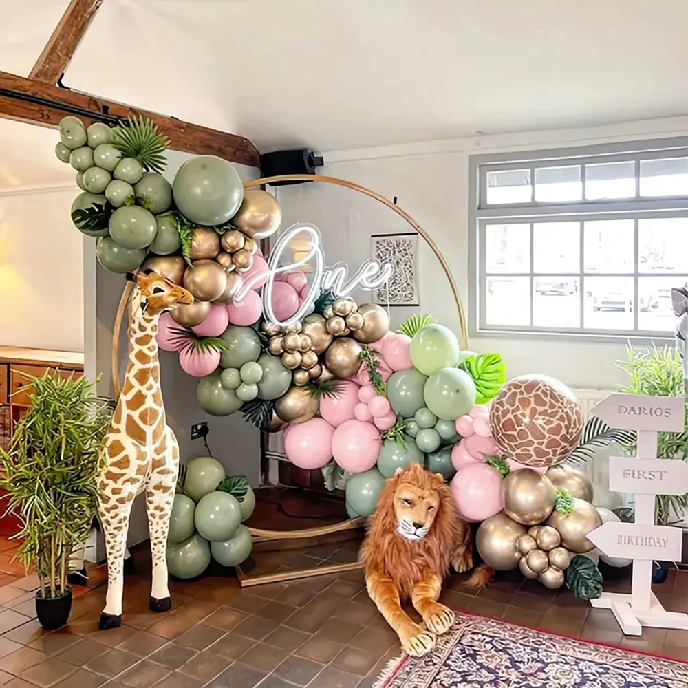 95Pcs Safari Balloons Arch Kit Animal Wild One Birthday Decorations for Safari Baby Shower Decorations view 5