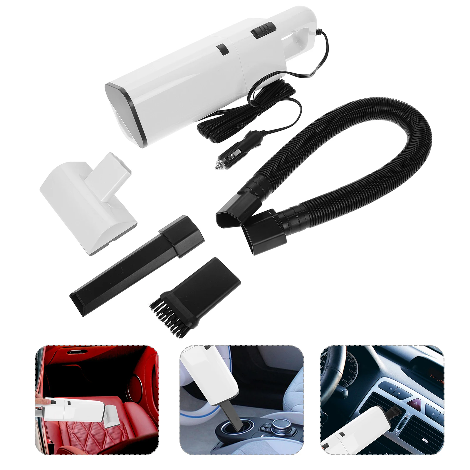 

1 set 120W High Power Handheld Car Vacuum Cleaner Wet Dry Portable Automotive Cleaning Tool For Vehicle Home Office Pet White