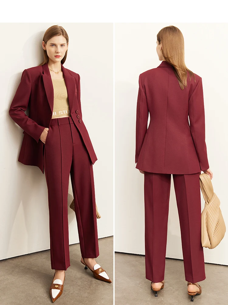 AMII Minimalism 2 Piece Sets Women Outifits 2023 Spring Blazer UV Protection Leisure Jacket High Waist Pants Separately 12240993