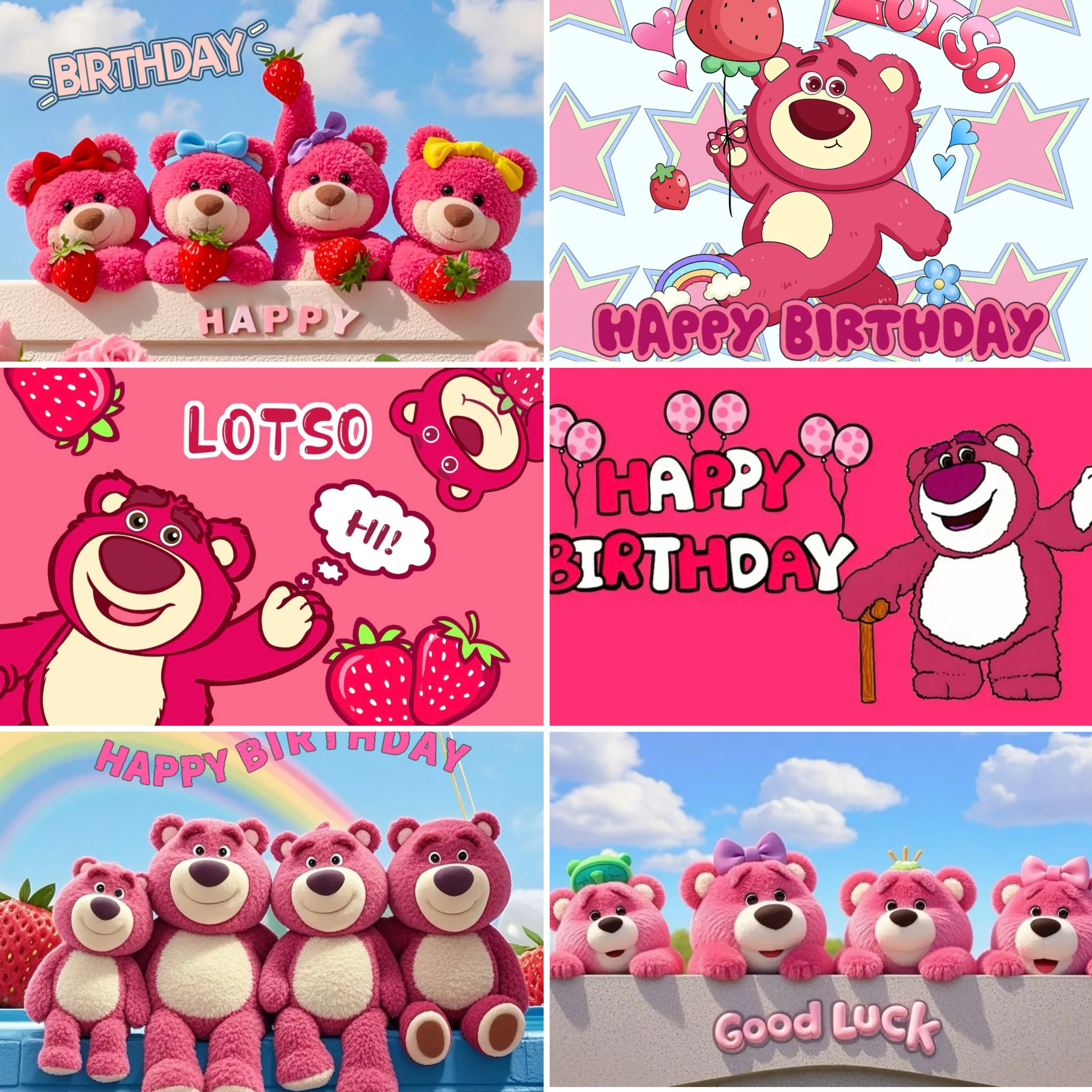

Disney Cute Strawberry Bear Birthday Party Decor Backdrop Lotso Kids Birthday Party Cake Table Decor Banner Party Supplies Gift