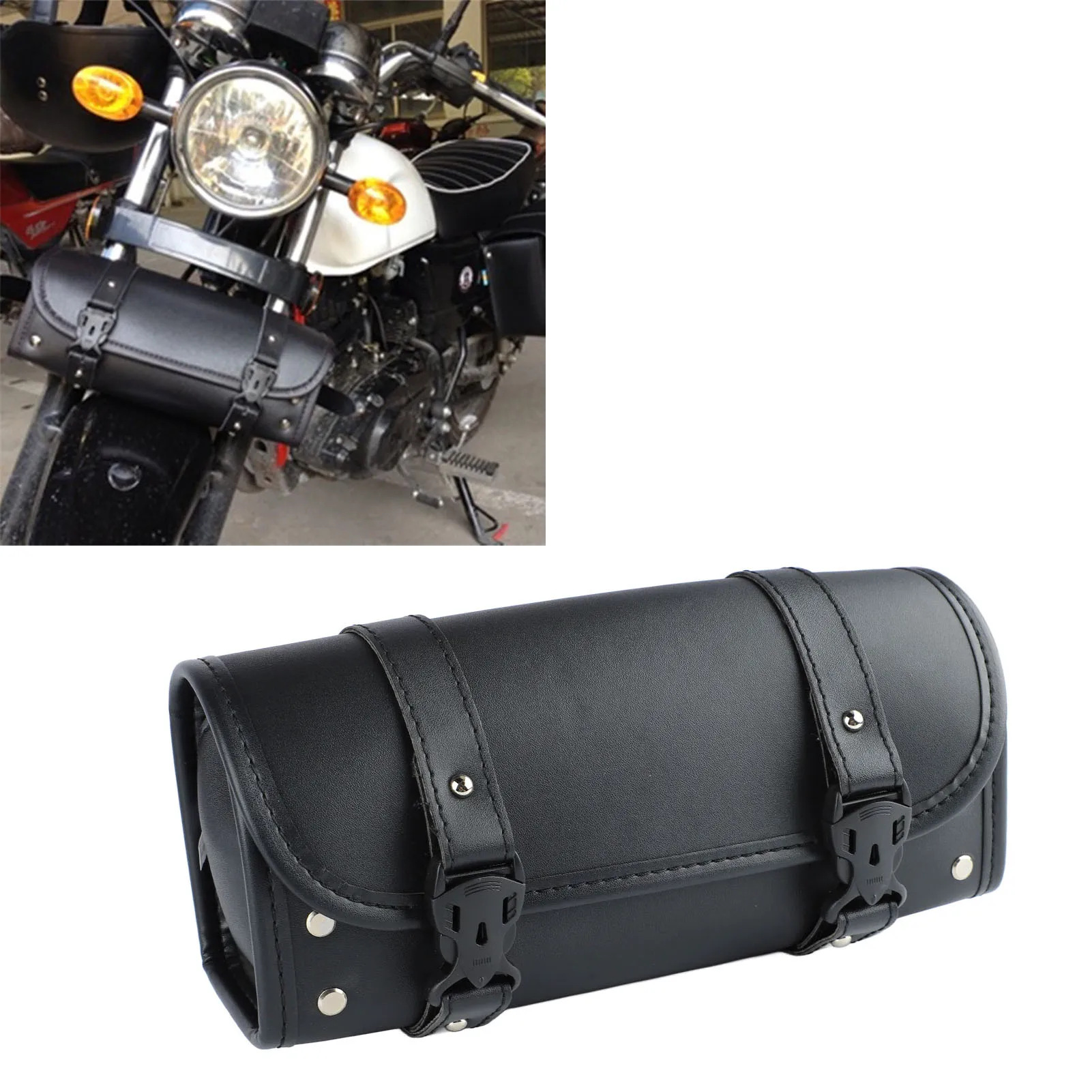 

Waterproof Motorbike Roll Saddlebags with 2 Strap Buckle Closure Motorcycle Tool Bag for Enhanced Storage And Organization