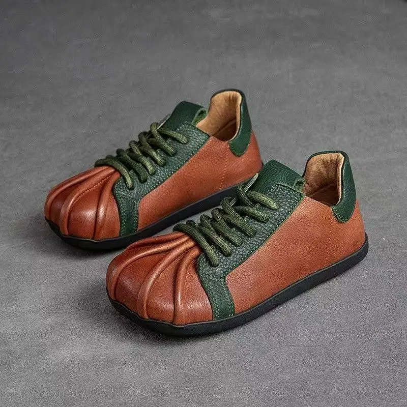 

Vintage leatherette wide fit shoes women lace-up oxfords flats casual niche daily travel walking shoe woman orthopedic moccasins