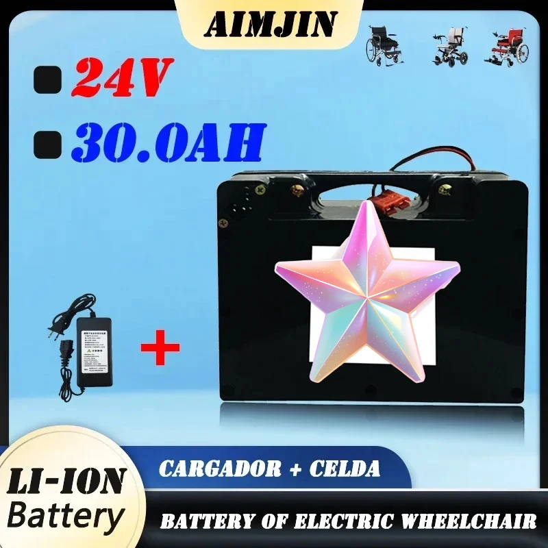 

Newly upgraded Special Battery for Electric Wheelchair 24V 30000mAh 18650 Lithium-ion Battery Pack with 29.4V 2A Charger