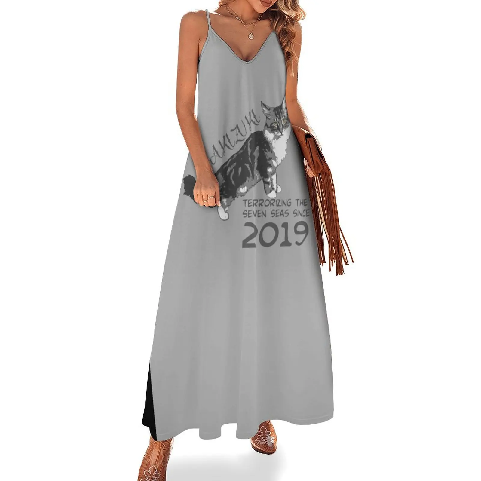 Akizuki Maine Coon Cat Terrorizing The Sea ชุดเดรสแขนกุด ชุดเดรสสําหรับงานแต่งงานสําหรับกิจกรรมพิเศษ