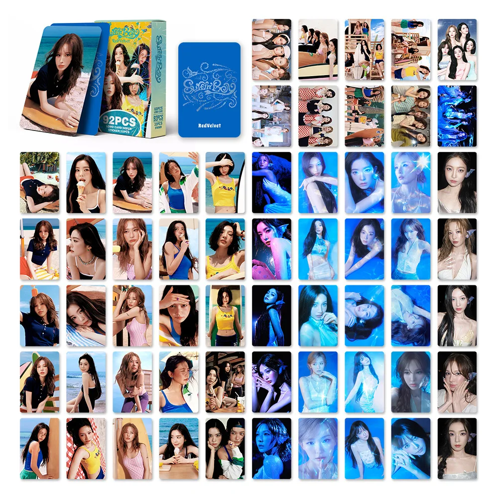 124 Laser Cards RedVelvet Summer Mini Albums Sticker Flash Cards LOMO Cards Peripheral 3 inch Photo card, Celebrity Gift cards