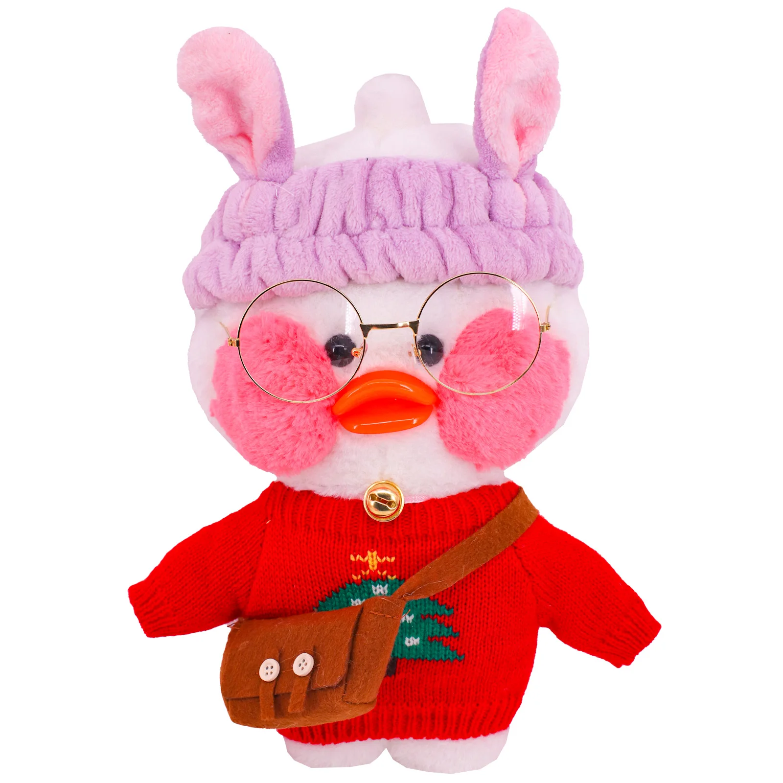 3 Pcs/Set Duck Doll Clothes Accessories Headband Glasses Bag for 30 Cm lalafanfan Plush Stuffed Toy Cute Animals Bodysuit,Gifts