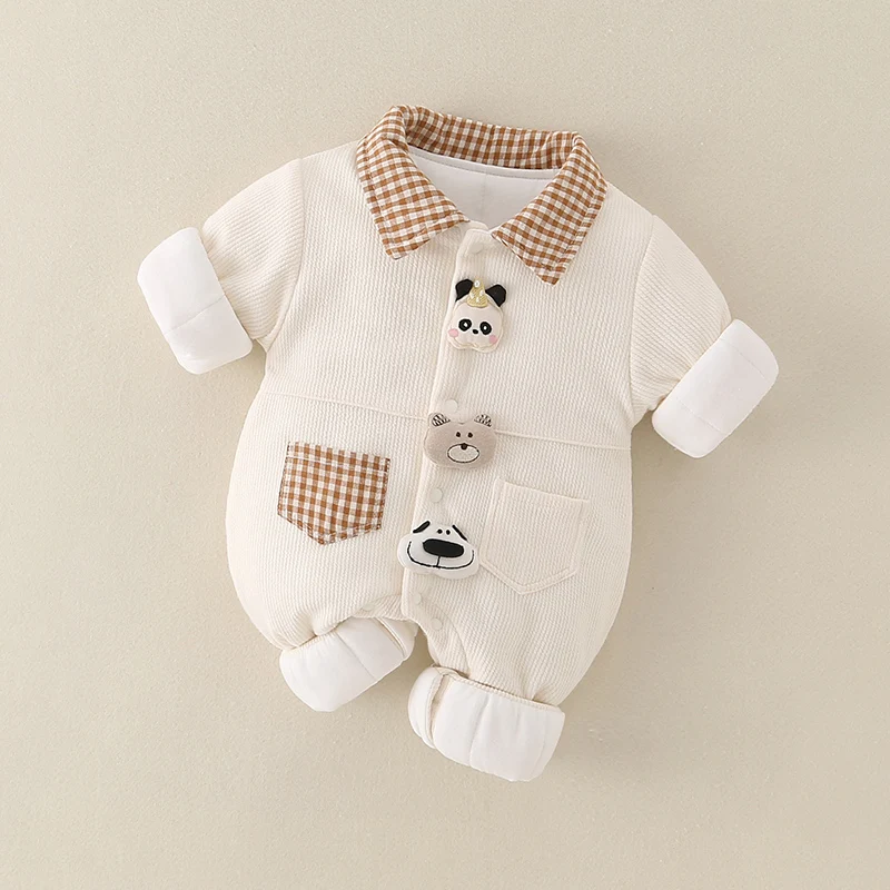 가을 겨울 아기 남아용 레자트 면 외투 신생아 보온 외투 얇은 면 옷 만화 프린트 원지