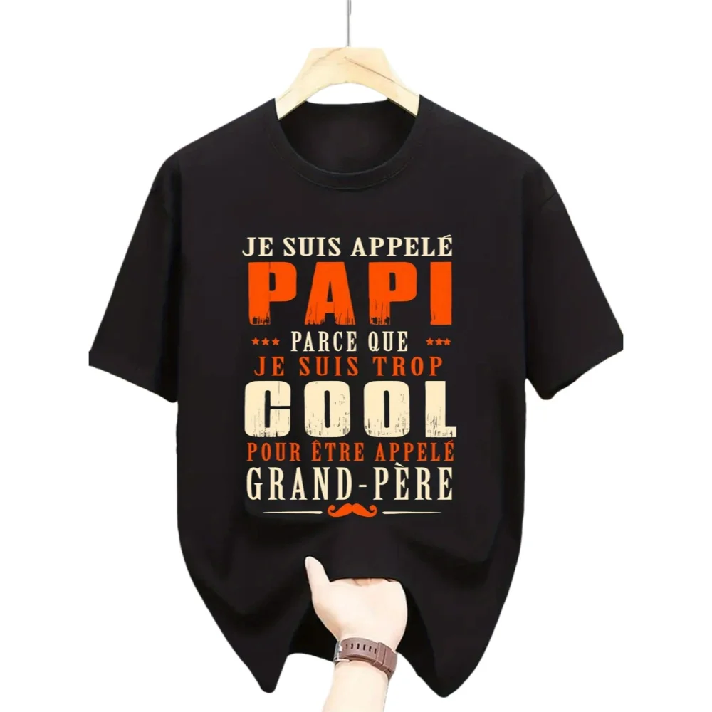 

French Phrase Text 3D Printing Men's Plus Size Simple T-Shirt Street Fashion Trendy Street Niche Comfortable Breathable Top