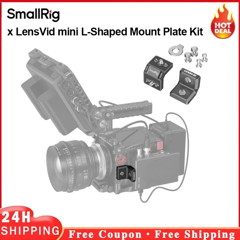 SmallRig x LensVid mini L-Shaped Mount Plate Kit untuk Transmisi Video Nirkabel/Plat Dudukan Baterai V-Mount/Monitor-MD4360