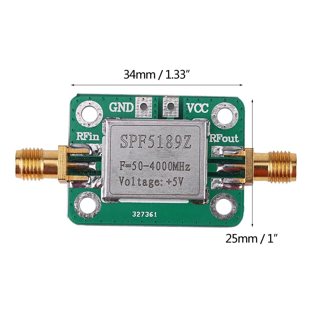 5M-6GHz RF Low Noise Broadband Signal Amplifier Power Amplifier Board Receiver Module Gain 20dB VFH UHF SHF 5-6000mhz LNA