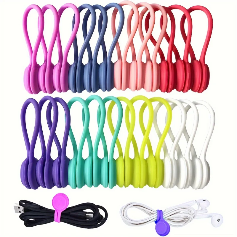 10pcs Magnetic Cable Ties - Reusible USB & Headphone Organizer, Perfect for Keychains, Wire Organizer, Keychain Accessory