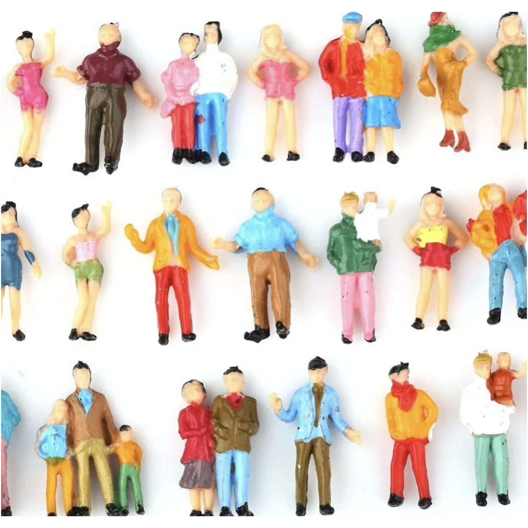 1:87 HO Scale Model Railway Mixed Painted Passengers 25 People Figures Train Layout Garden Decoration Painted Siamese Figures