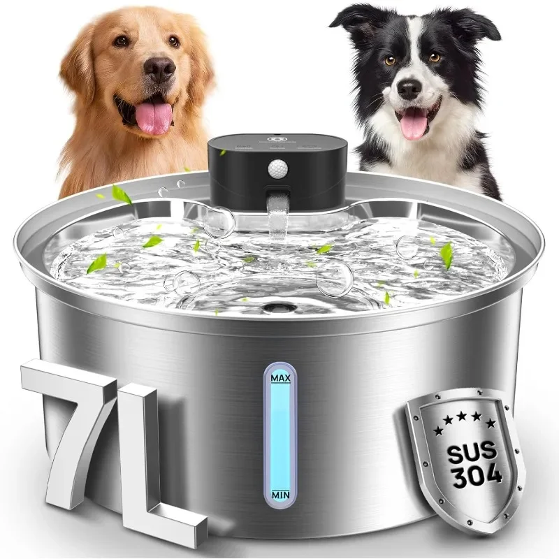 

Dog Water Fountain for Large Dogs, 2025 Upgraded Fully Stainless Steel Automatic Dog Water Bowl Dispenser