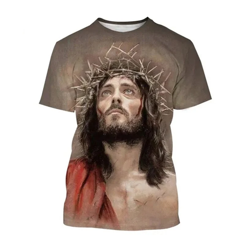 3D Jesus Christ Printing T Shirt God Of Jesus Bless Us Graphic T-shirts For Men Kid Fashion Streetwear Short Sleeves Vintage Top