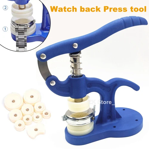 Imagen 1 del producto 1 Juego de herramientas de relojero, herramientas de reparación de presión, caja de plástico, herramientas manuales de cristal, prensa de reloj
