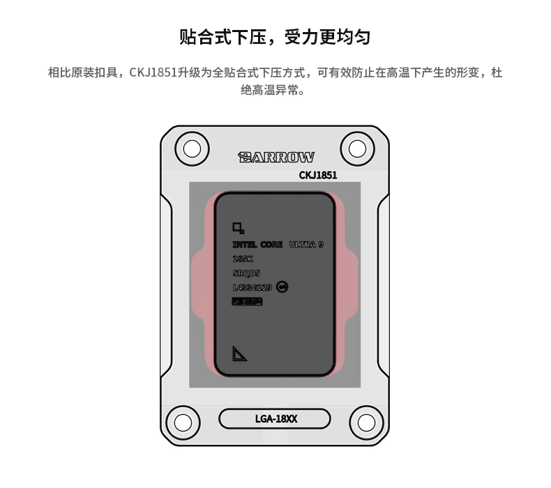 

BARROW For Intel Lga1851 CPU Pressure Resistant Cover Plate,Processor Bending Corrector Frame Tools