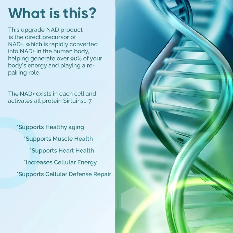 NAD+supplement 1000mg maximum absorption, 60 capsules, non genetically modified, gluten free, and vegan free