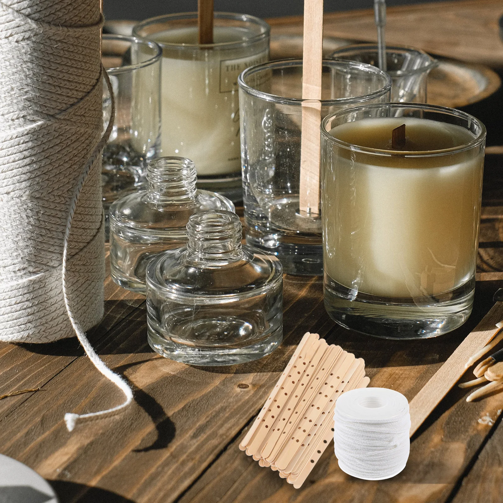 

1Set Wicks Holder Kit Wooden Multi Holes Stable Metal Stickers DIY Making Base Easy Craft Supplies