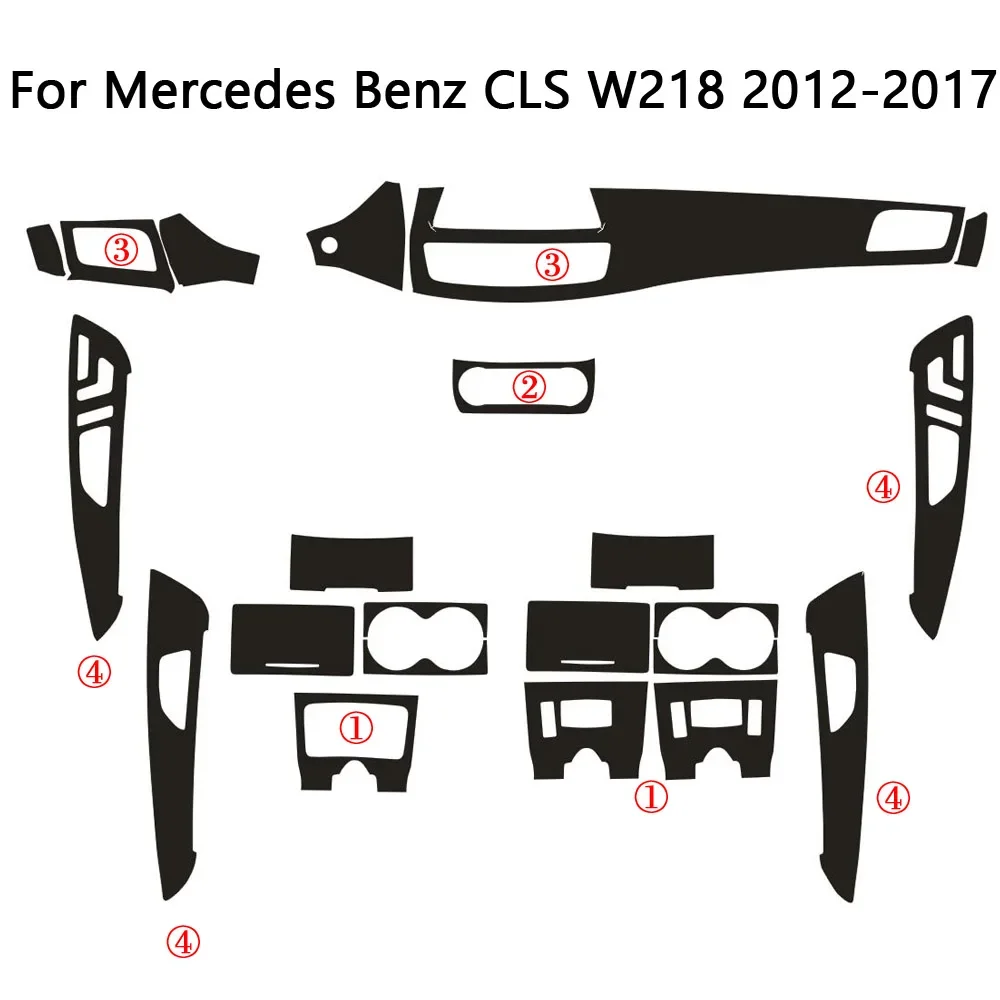 For Mercedes Benz CLS W218 2012-17 Interior Central Control Panel Door Handle Carbon Fiber Sticker Decals Car styling Accessorie