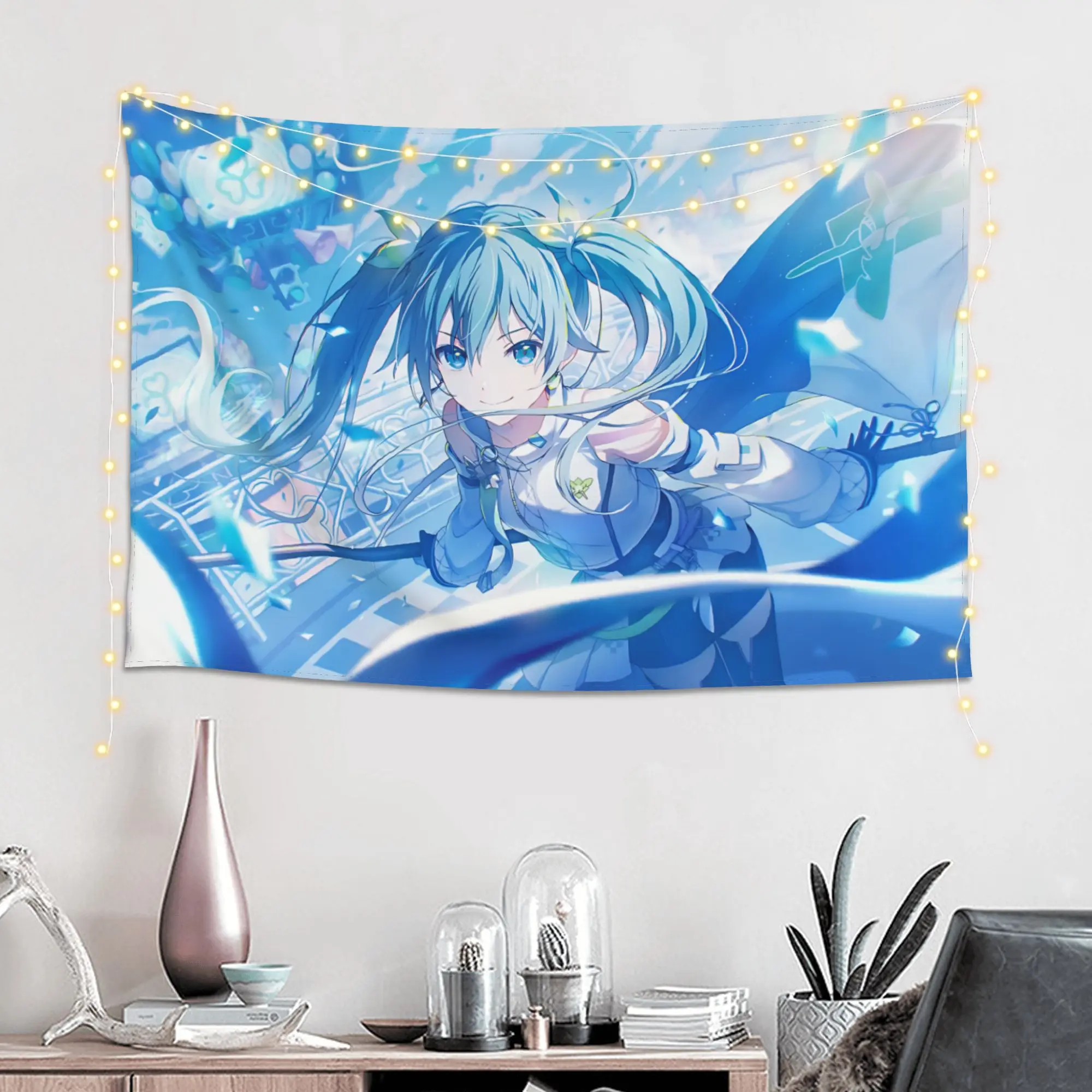 Cutecore Hatsune Miku Tapestry Bedroom Decoration  Wall Hanging Blanket Tapestry Cool Stuff For Room