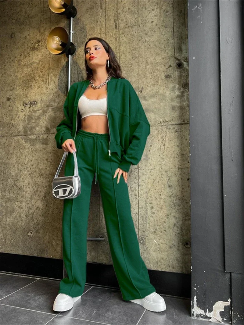 Fashion 2 Piece Sets Women Outfit Autumn Clothes Women 2024 Solid Jacket Top and Pants Sets Streetwear Sweatsuits Woman Sets