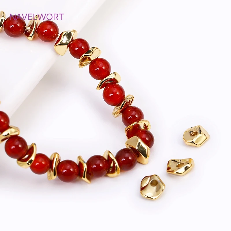 Messing 18 Karat vergoldete unregelmäßige Perlen für die Schmuck herstellung, Separatoren für Perlen, Abstands perlen, DIY hand gefertigtes Handwerk Großhandel – Detail 12
